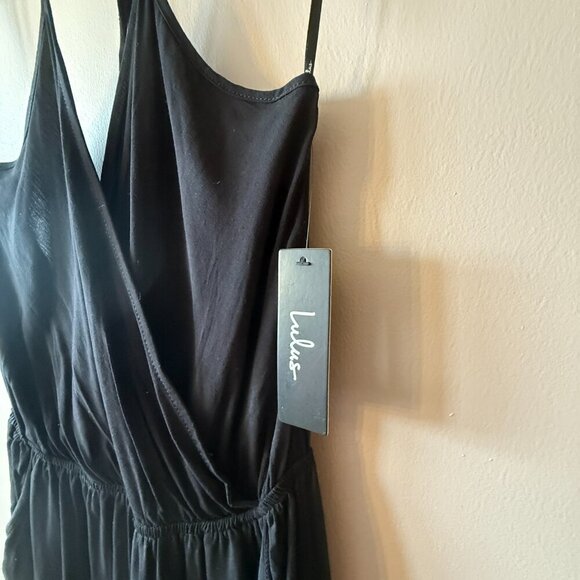 Women's L NWT Lulus Learning to Fly Black Halter Jumpsuit - Picture 7 of 11